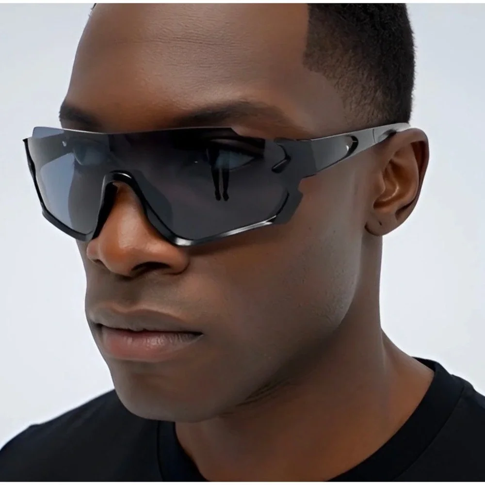 Shield Sunglasses Sport Black Cycling Running Glasses‎ Windproof UV Protection